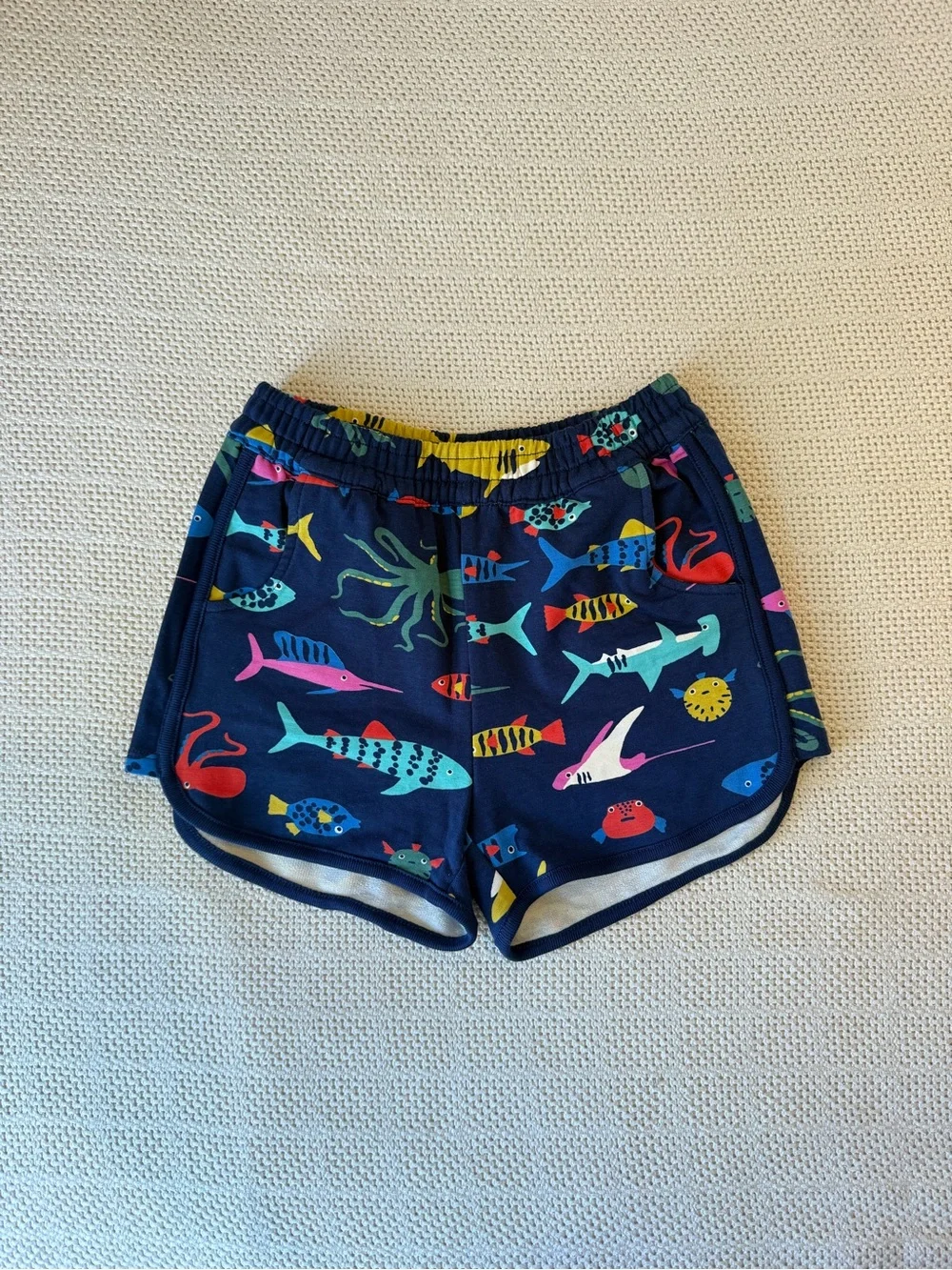 Hanna Andersson Navy Shorts with Multicolor Fish Print